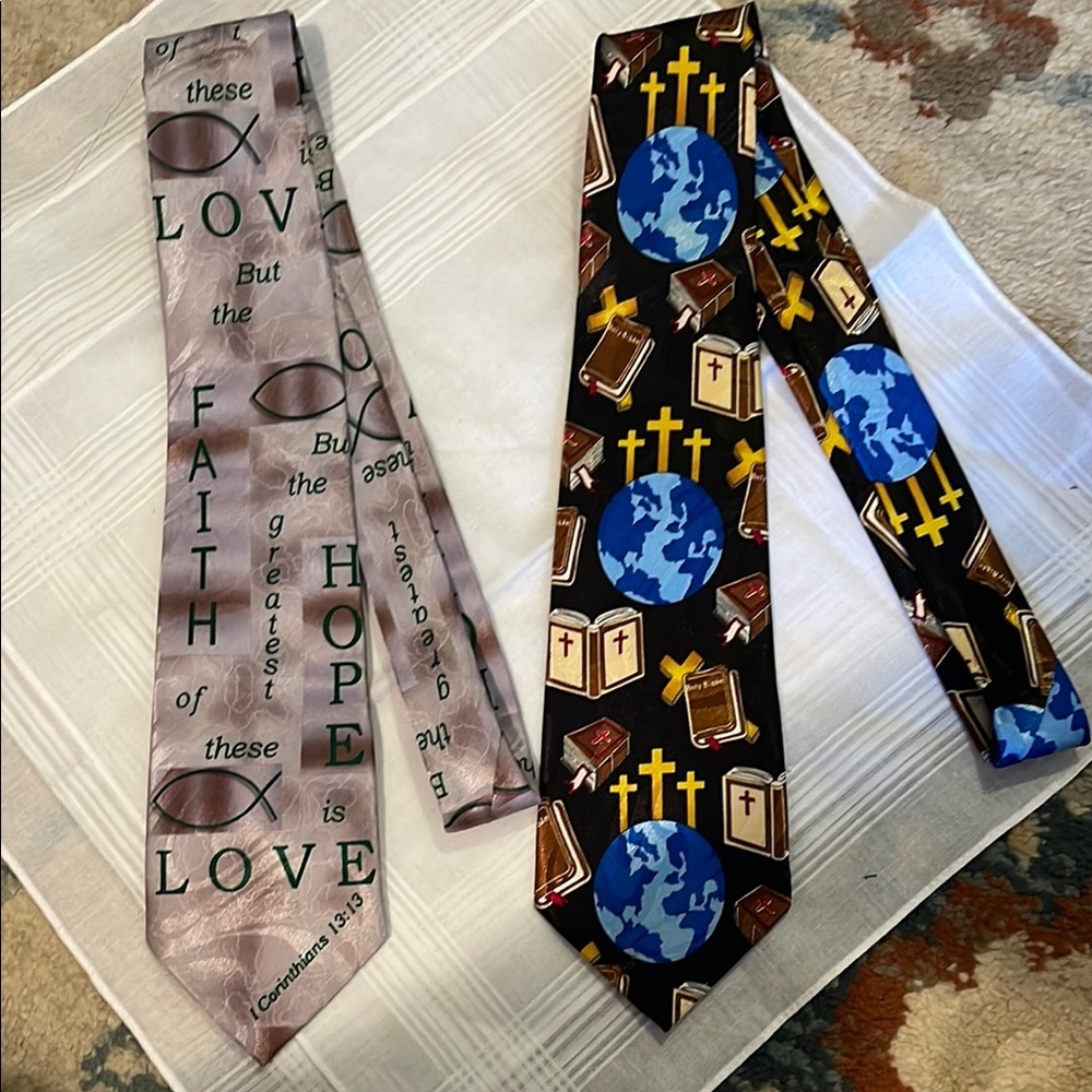 Steve Harris Set of Two Spiritual Faith Ties 100% Silk Handmade Neckties
